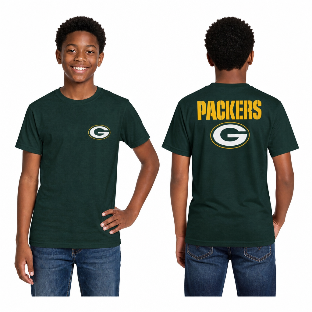 Green Bay Packers Team Fan Apparel NFL Youth Final Countdown Tee- Pro Football T-Shirt For Boys & Girls - Green