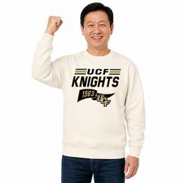 Central Florida Knights UCF Knights NCAA Varsity Pennant Crewneck Sweatshirt Men Women Fleece - Off White