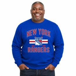 New York Rangers NHL Faceoff Fleece Crewneck Sweatshirt Licensed - Royal