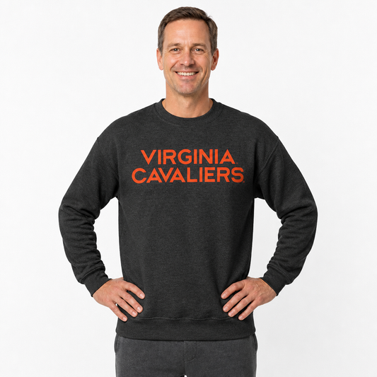 Virginia Cavaliers NCAA Adult Charcoal Crewneck Fleece Sweatshirt - Graphite