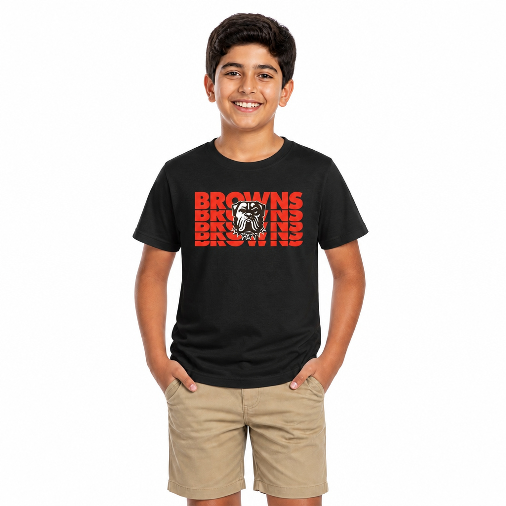 Cleveland Browns NFL Youth Repeating Logo Football T-Shirt - Black
