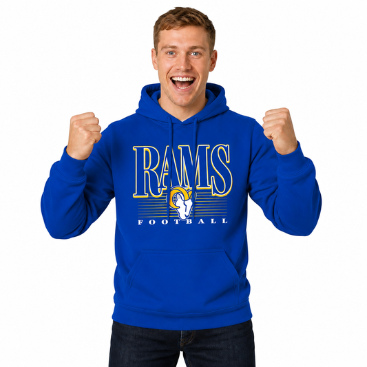 Los Angeles Rams NFL Overtime Blueprint Pullover Hoodie Men Women - Royal