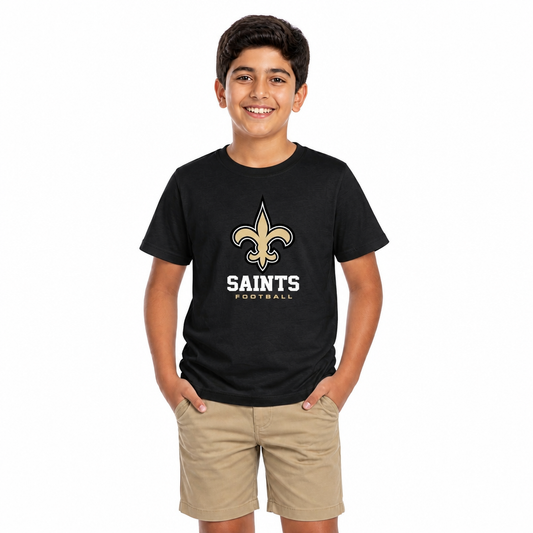 New Orleans Saints Youth NFL Large Logo Short Sleeve T-Shirt - Black