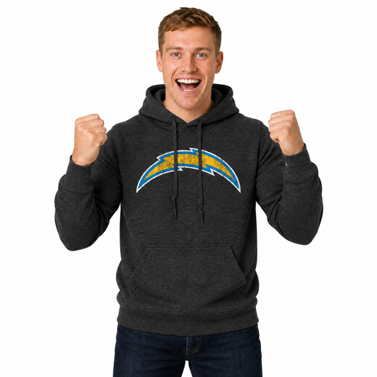 Los Angeles Chargers Modern Throwback Fleece Hoodie - Black Heather