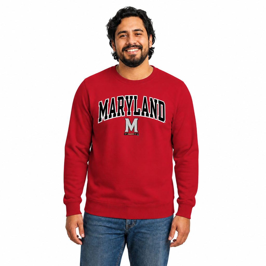 Maryland Terrapins  NCAA Tackle Twill Crewneck Sweatshirt Men Women - Red