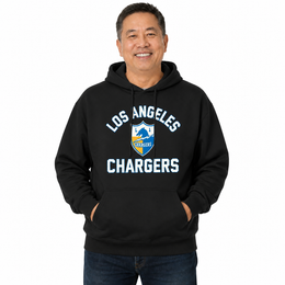 Los Angeles Chargers NFL Adult Unisex Retro Gameday Ultra Soft Fleece Hooded Sweatshirt - Black