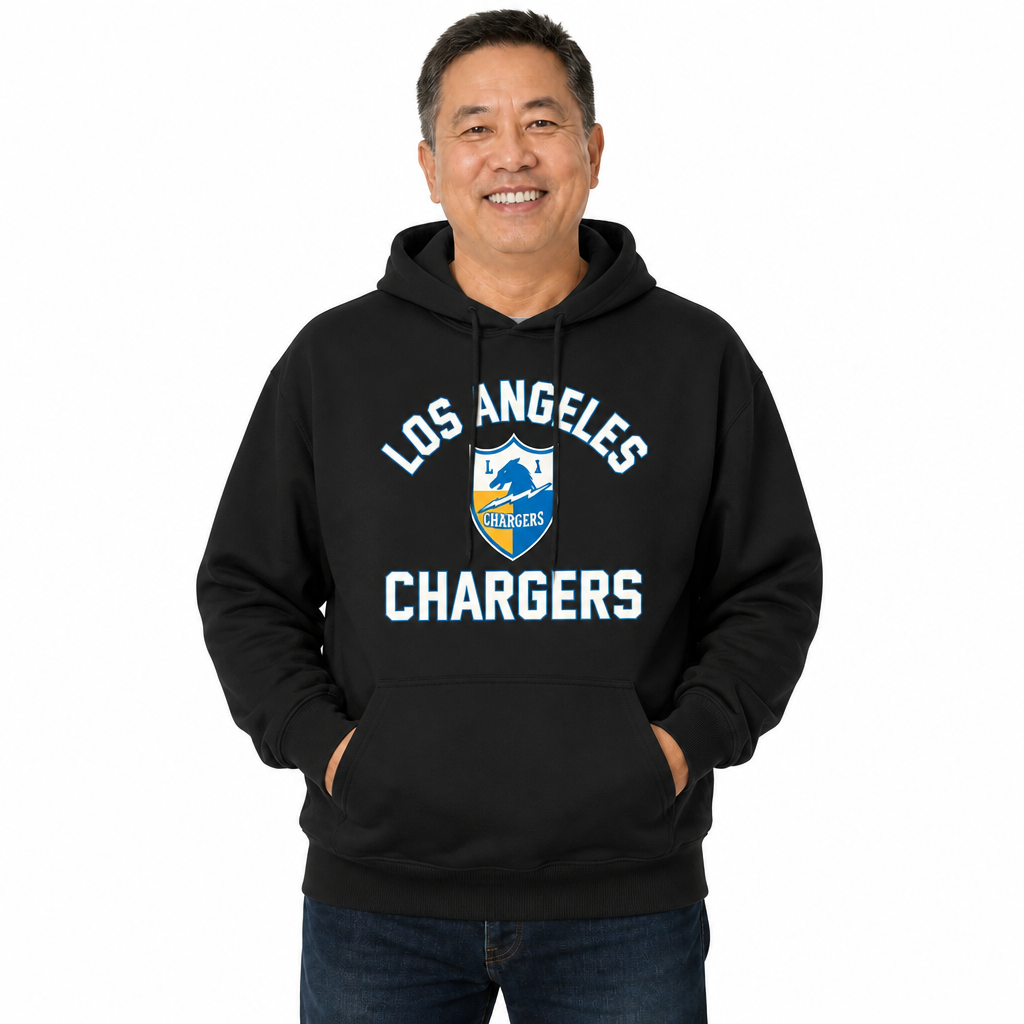 Los Angeles Chargers NFL Adult Unisex Retro Gameday Ultra Soft Fleece Hooded Sweatshirt - Black