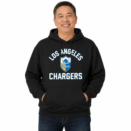 Los Angeles Chargers NFL Adult Unisex Retro Gameday Ultra Soft Fleece Hooded Sweatshirt - Black