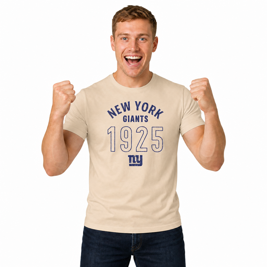New York Giants Big Date Tag-Less T-Shirt - Natural