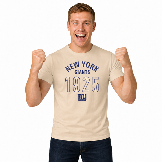 New York Giants Big Date Tag-Less T-Shirt - Natural