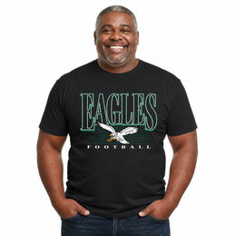 Philadelphia Eagles NFL Adult Overtime Blueprint Tagless Tee Unisex - Black