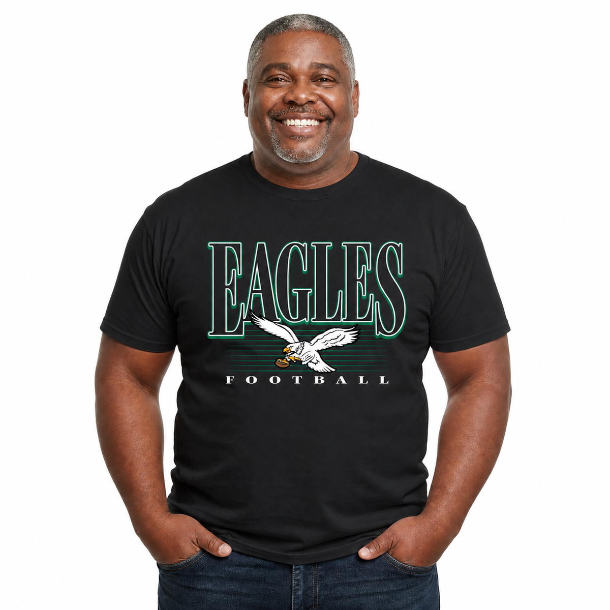 Philadelphia Eagles NFL Adult Overtime Blueprint Tagless Tee Unisex - Black