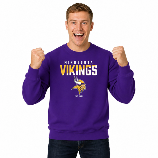 Minnesota Vikings NFL Color Block Fleece Crewneck - Purple