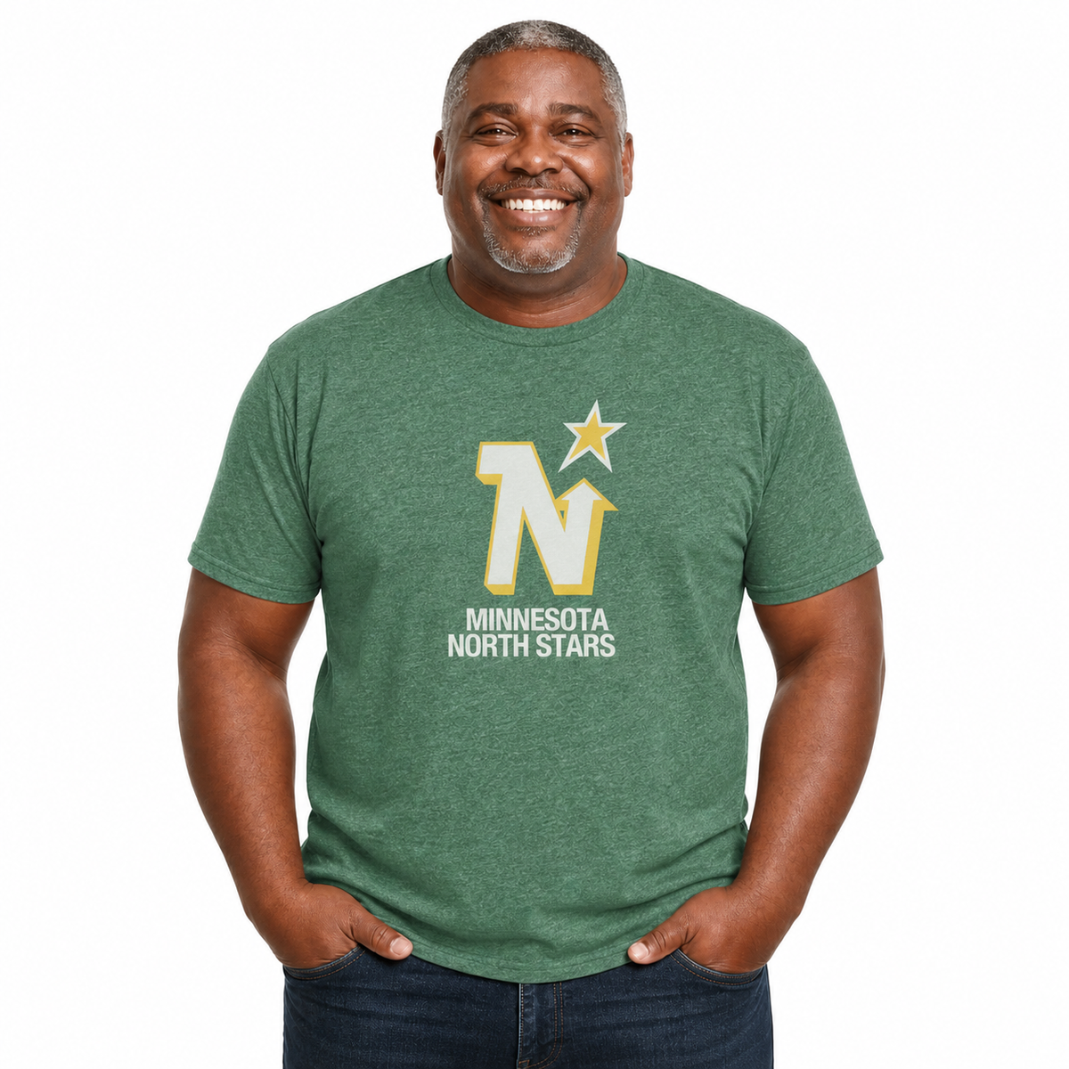 Minnesota North Stars  Retro Logo Heathered T-Shirt Men Women Fan Tee - Kelly Green Heather