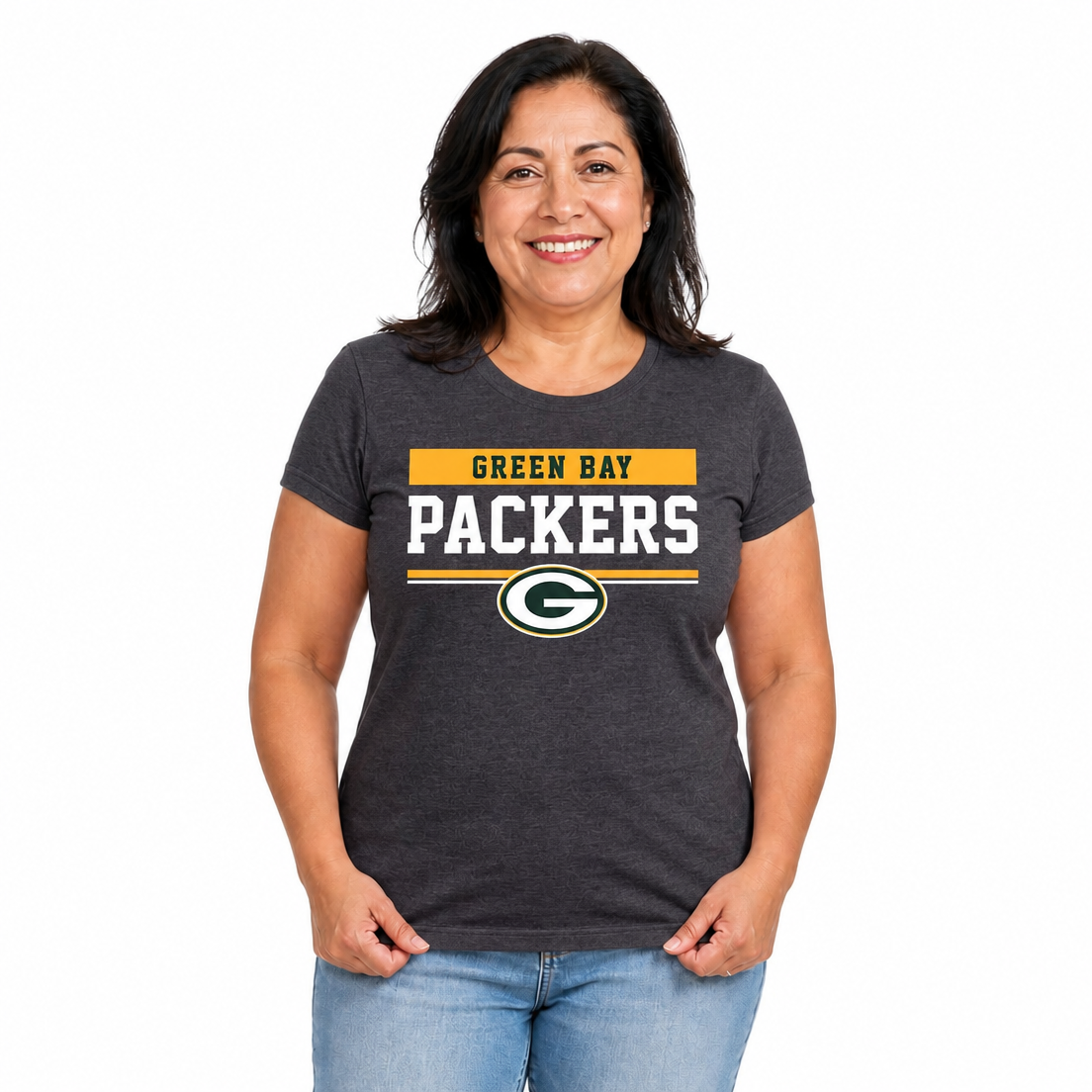 Green Bay Packers  Women's NFL Charcoal T-Shirt Short Sleeve - Charcoal