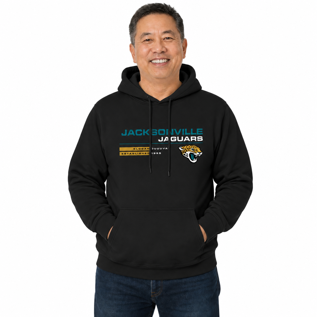 Jacksonville Jaguars Adult NFL Speed Stat Sheet Fleece Hooded Sweatshirt - Black