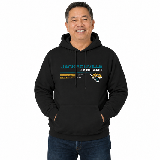 Jacksonville Jaguars Adult NFL Speed Stat Sheet Fleece Hooded Sweatshirt - Black