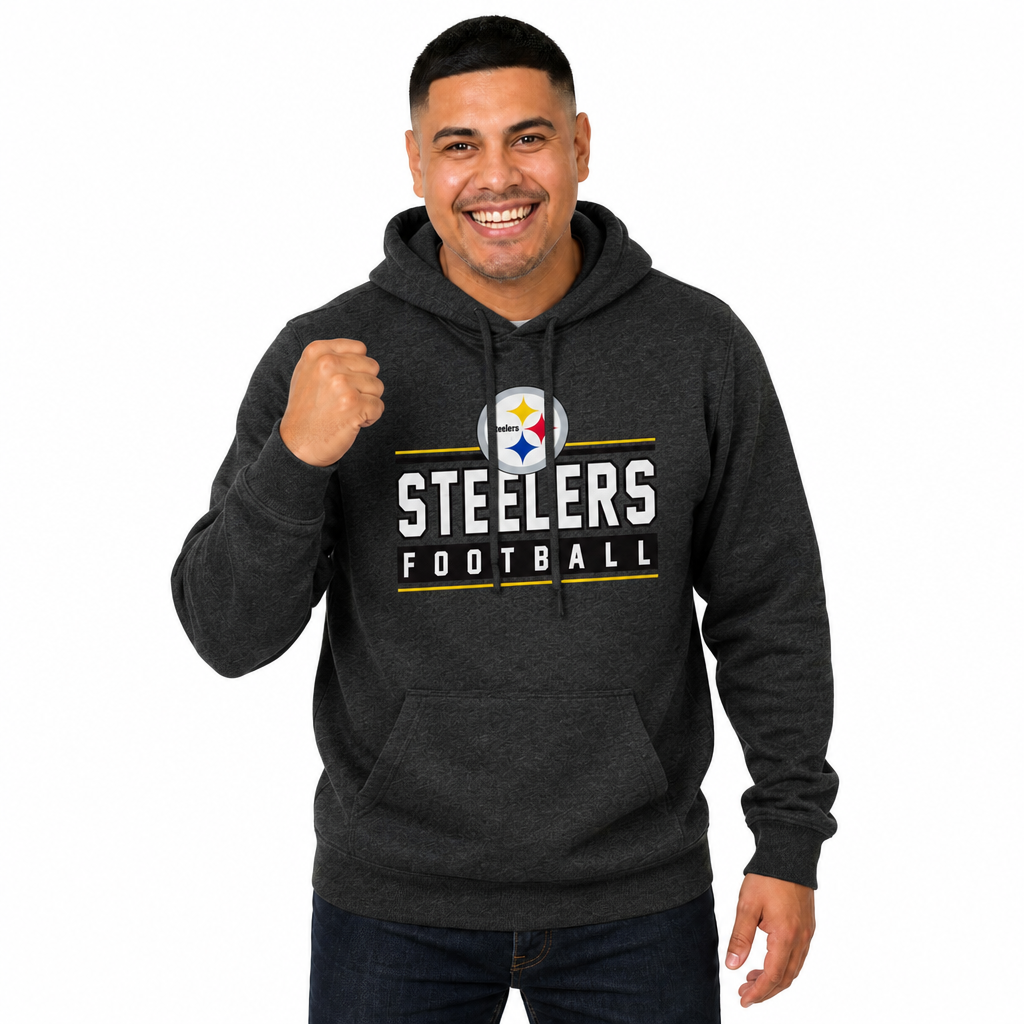 Pittsburgh Steelers NFL Adult True Fan Hooded Charcoal Sweatshirt - Charcoal