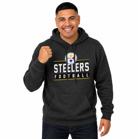 Pittsburgh Steelers NFL Adult True Fan Hooded Charcoal Sweatshirt - Charcoal