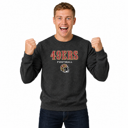 San Francisco 49ers Adult NFL Football Helmet Heather Crewneck Sweatshirt - Charcoal