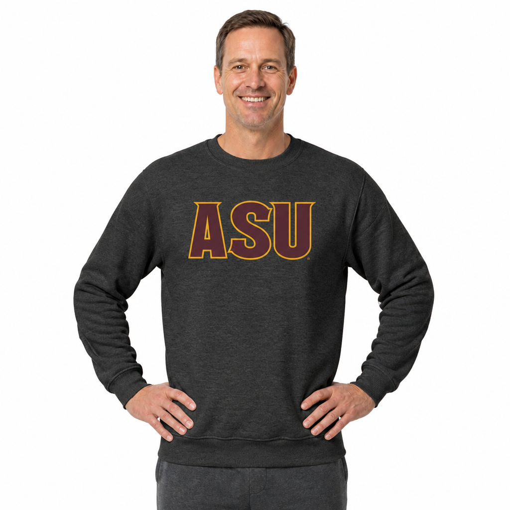 Arizona State Sun Devils NCAA Adult Charcoal Crewneck Fleece Sweatshirt - Charcoal