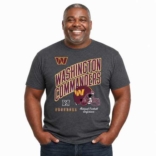 Washington Commanders NFL Distressed Helmet T-Shirt - Heather Charcoal