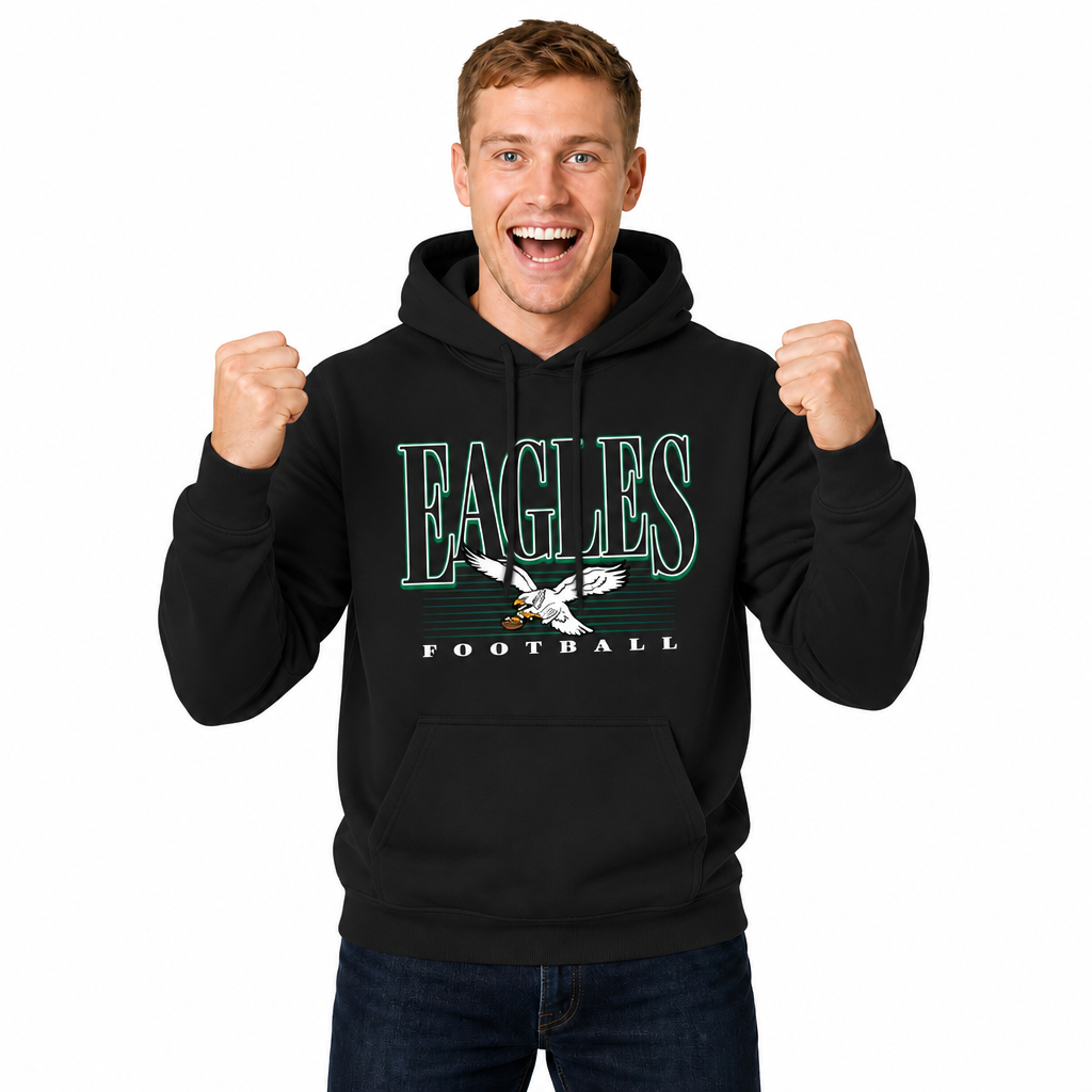 Philadelphia Eagles NFL Overtime Blueprint Pullover Hoodie Men Women - Black
