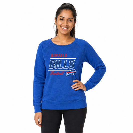 Buffalo Bills  Women's Gameday Crewneck Sweatshirt Long Sleeve - Royal Heather