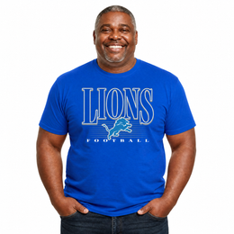 Detroit Lions NFL Adult Overtime Blueprint Tagless Tee Unisex - Royal