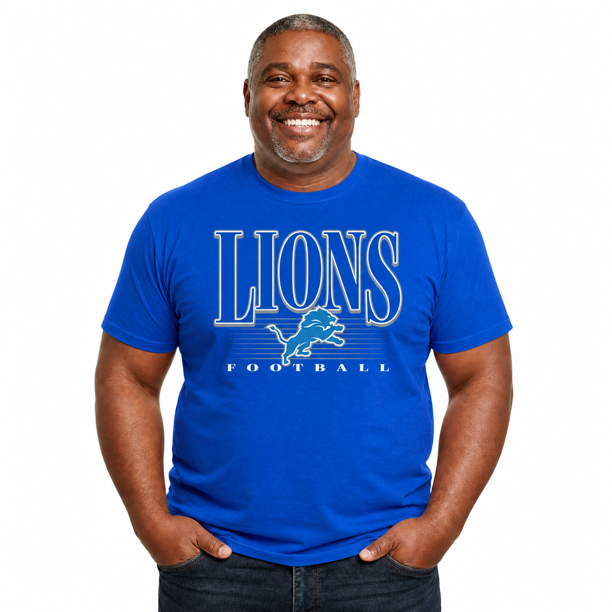 Detroit Lions NFL Adult Overtime Blueprint Tagless Tee Unisex - Royal