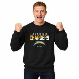 Los Angeles Chargers NFL Color Block Fleece Crewneck - Black