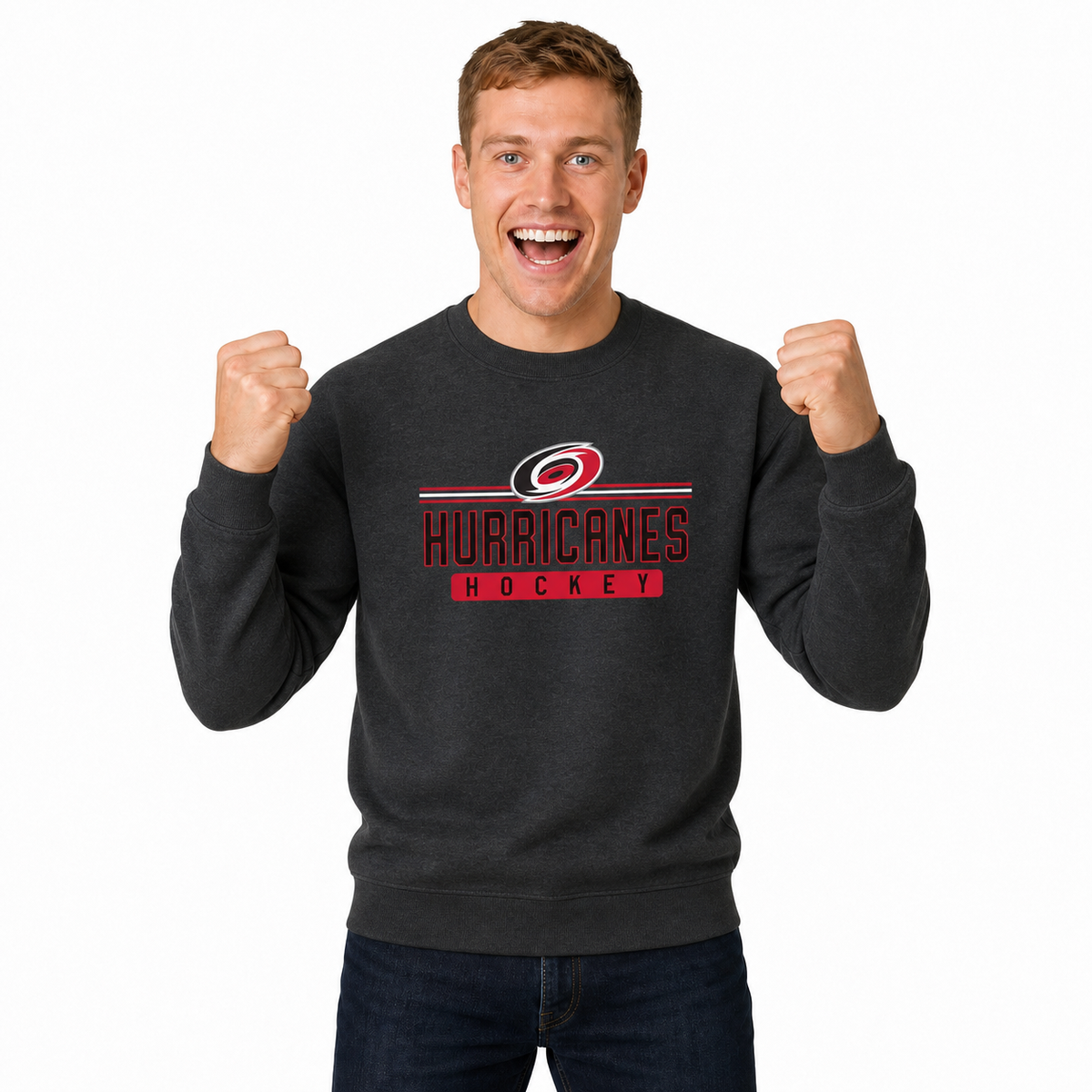 Carolina Hurricanes NHL True Fan Fleece Crewneck Sweatshirt Men Women - Charcoal