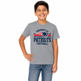 New England Patriots NFL Youth Property Of Short Sleeve Lightweight T Shirt - Sport Gray