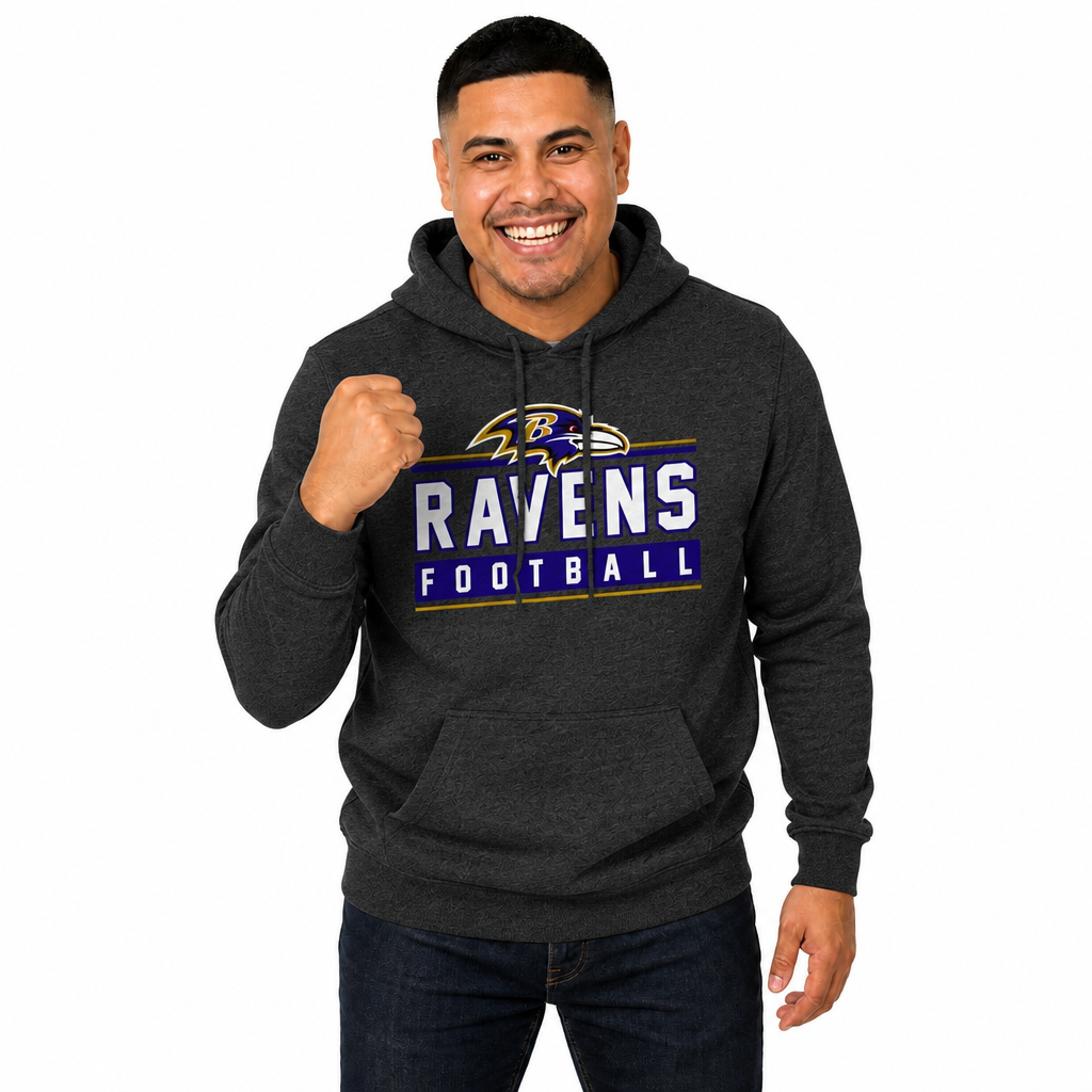 Baltimore Ravens NFL Adult True Fan Hooded Charcoal Sweatshirt - Charcoal