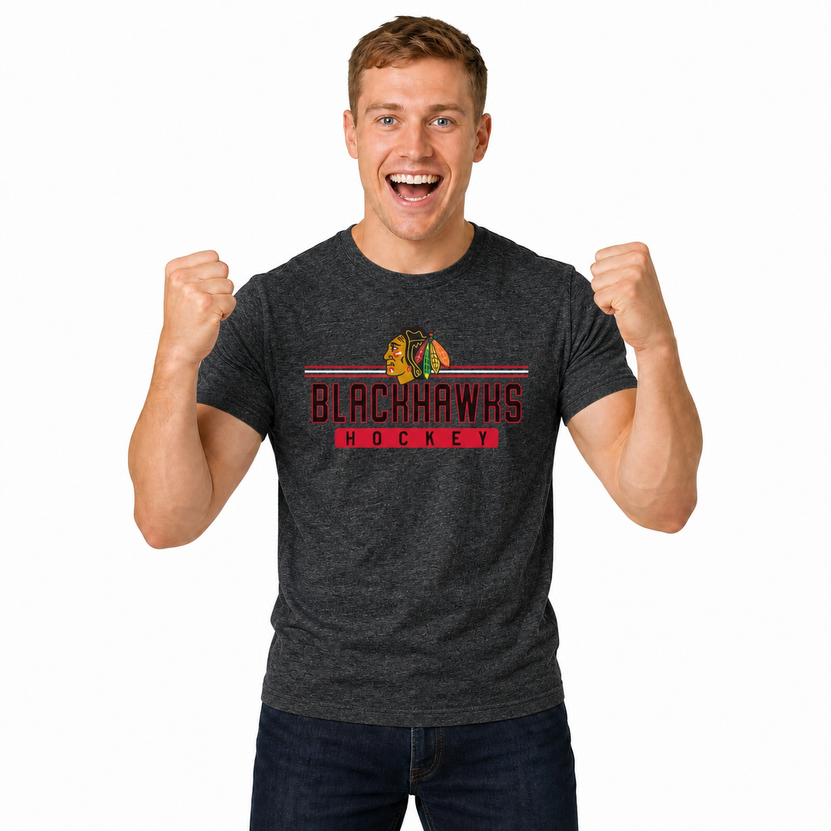 Chicago Blackhawks T-Shirt NHL Heather Charcoal - Charcoal