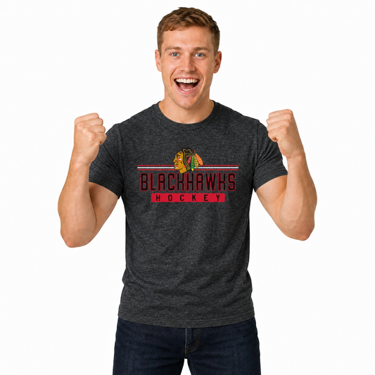 Chicago Blackhawks T-Shirt NHL Heather Charcoal - Charcoal