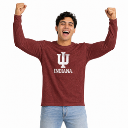 Indiana Hoosiers  Logo Long Sleeve Shirt Men Women Unisex NCAA Licensed - Crimson