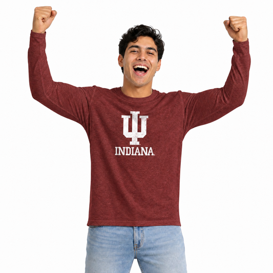 Indiana Hoosiers  Logo Long Sleeve Shirt Men Women Unisex NCAA Licensed - Crimson