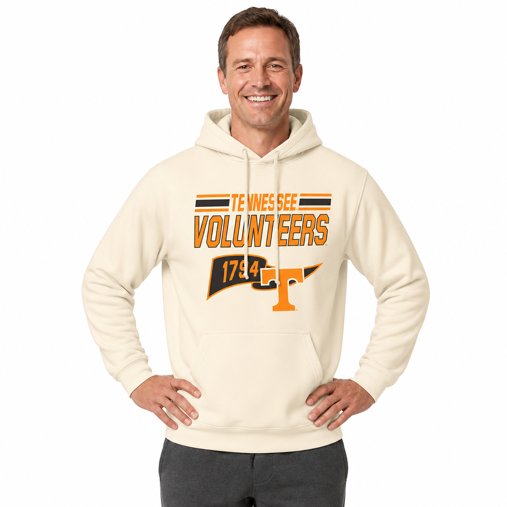 Tennessee Volunteers NCAA Varsity Club Pennant Hoodie Fleece Men Women - Off White