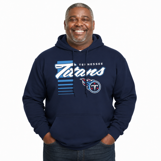 Tennessee Titans NFL Adult Unisex Retro Script Ultra Soft Fleece Hooded Sweatshirt - Navy