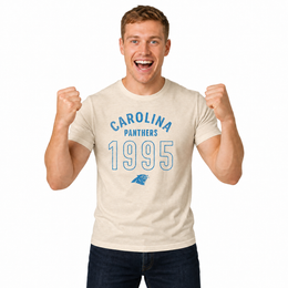 Carolina Panthers Big Date Tag-Less T-Shirt - Natural