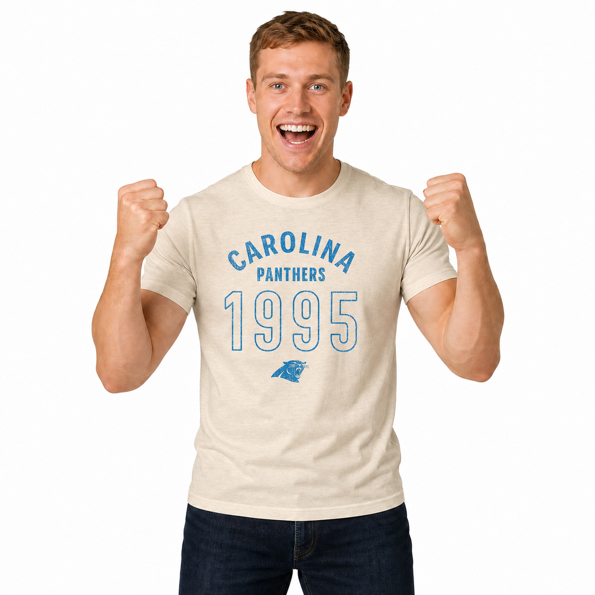 Carolina Panthers Big Date Tag-Less T-Shirt - Natural