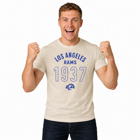 Los Angeles Rams Big Date Tag-Less T-Shirt - Natural