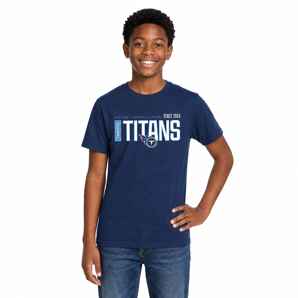 Tennessee Titans NFL Youth Modern Endzone T-Shirt Unisex Boys Girls - Navy
