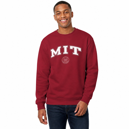 MIT Engineers Adult Arch & Logo Soft Style Gameday Crewneck Sweatshirt - Cardinal