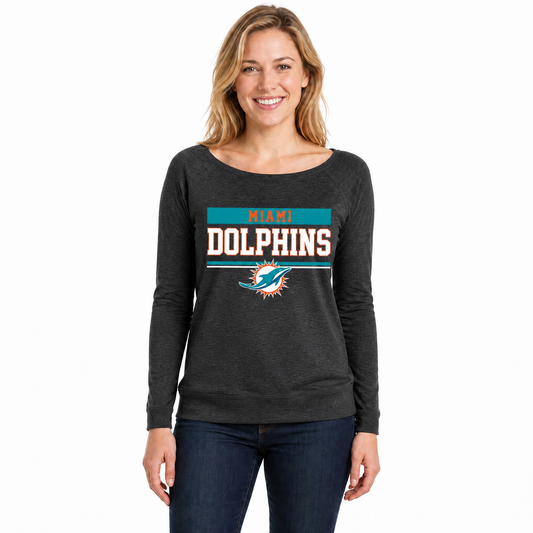 Miami Dolphins  NFL Women's French Terry Crewneck Sweatshirt - Charcoal