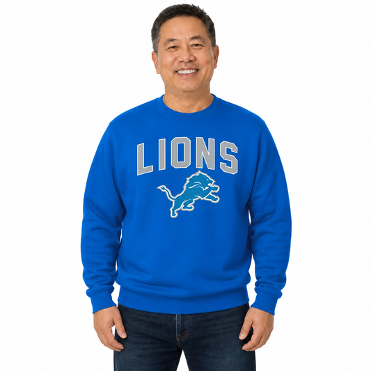 Detroit Lions  NFL Home Team Fleece Crewneck Sweatshirt Men Women Unisex - Royal