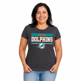 Miami Dolphins  Women's NFL Charcoal T-Shirt Short Sleeve - Charcoal