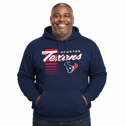 Houston Texans NFL Adult Unisex Retro Script Ultra Soft Fleece Hooded Sweatshirt - Navy