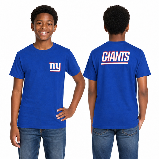 New York Giants Team Fan Apparel NFL Youth Final Countdown Tee- Pro Football T-Shirt For Boys & Girls - Royal